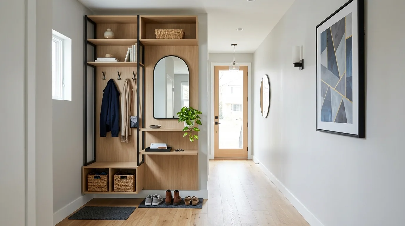 Use vertical space so the room works harder inspiration for a small entryway.